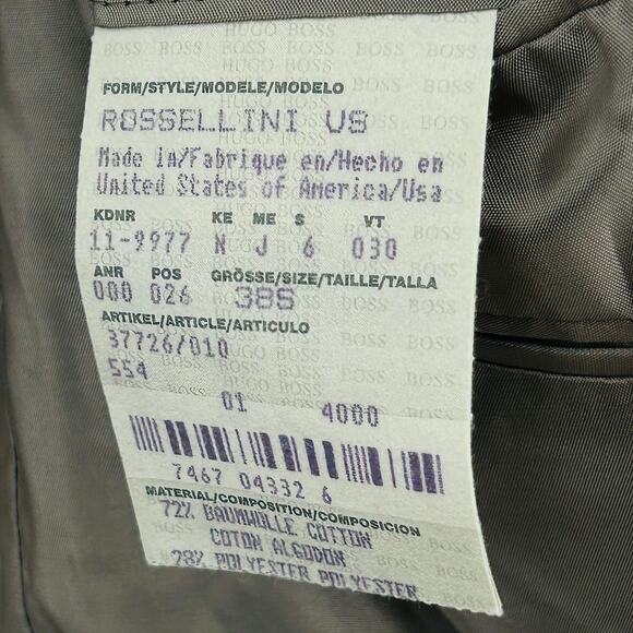 Vintage 90s Hugo Boss Black Pinstripe Three-Button Blazer Jacket - Picture 7 of 8